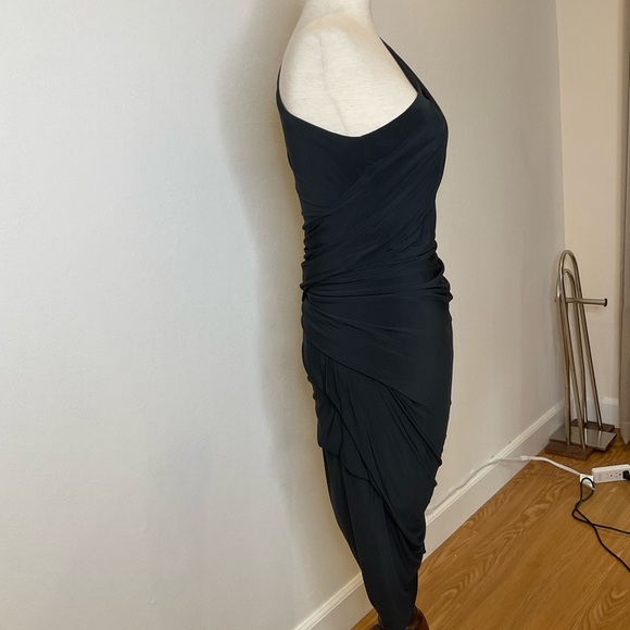Alexander Wang Draped Ruched One Shoulder Dress Jersey in Black Size 8 - Picture 7 of 14